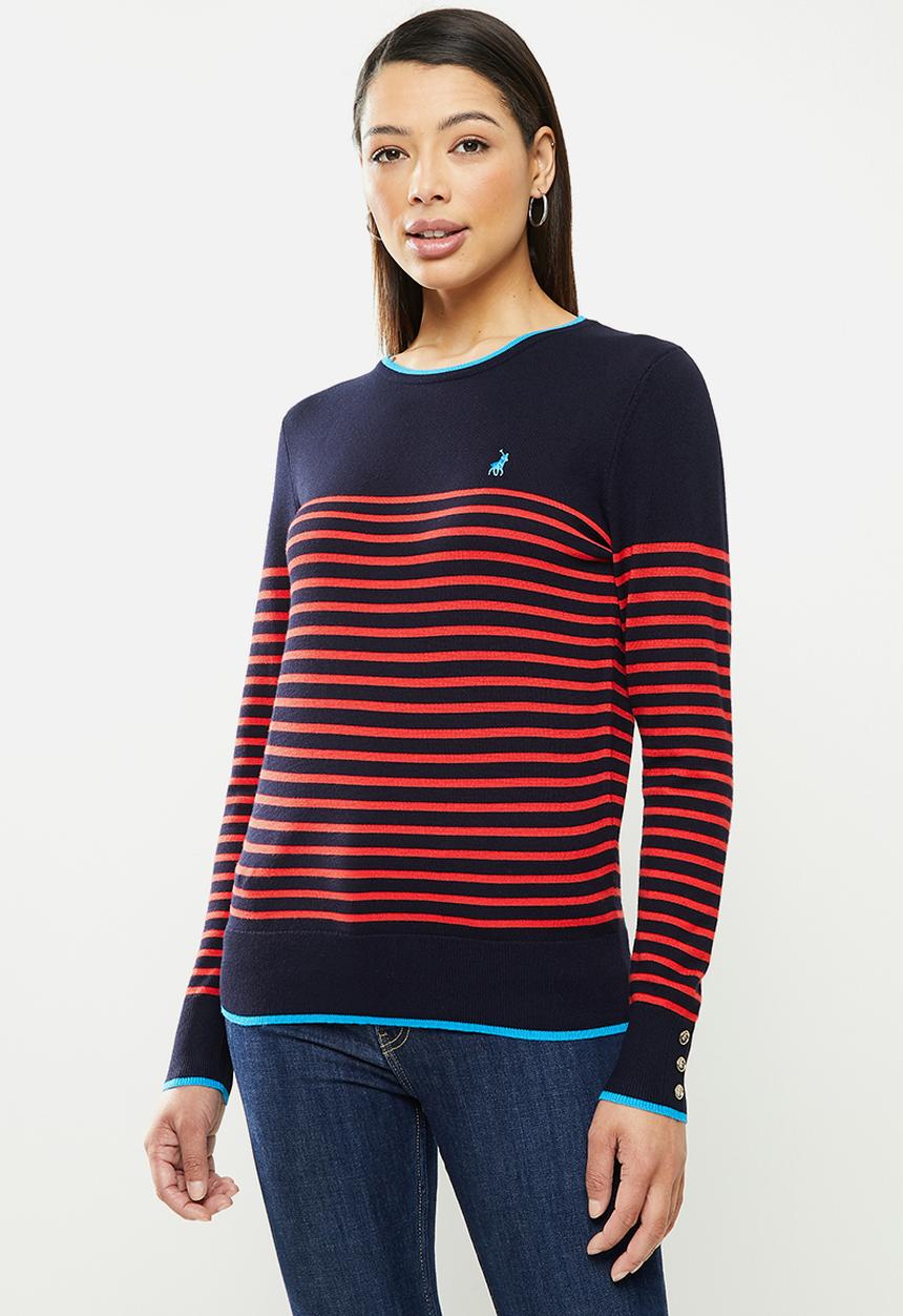 POLO - Elena breton stripe sweater - navy & red