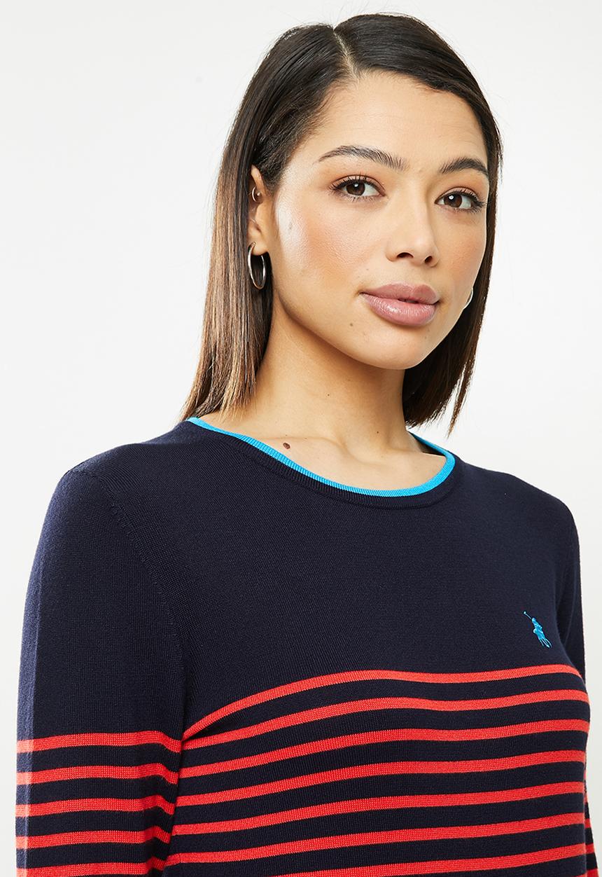 POLO - Elena breton stripe sweater - navy & red