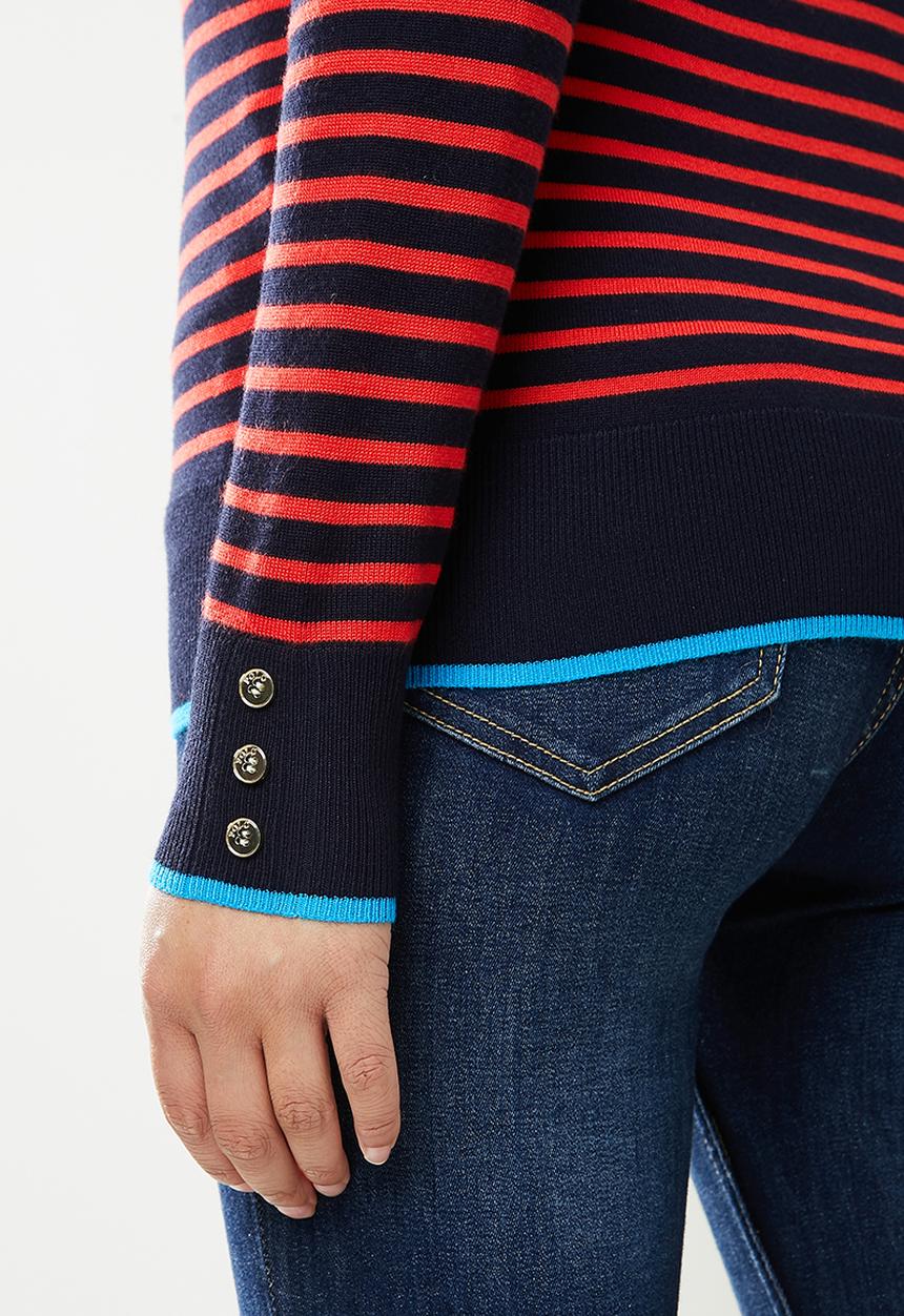 POLO - Elena breton stripe sweater - navy & red