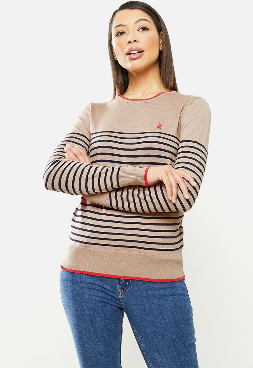 POLO - Elena breton stripe sweater - camel & orange