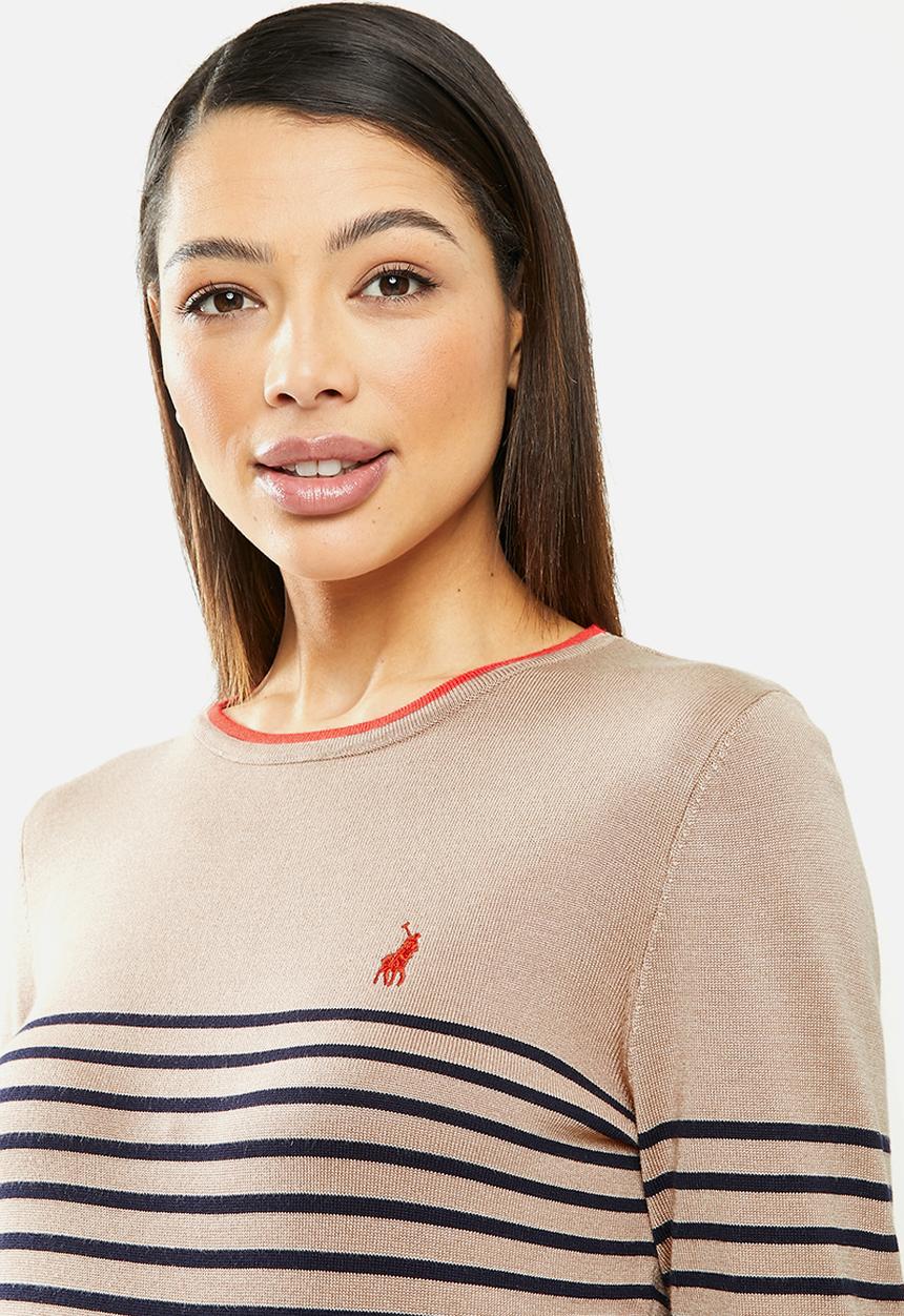 POLO - Elena breton stripe sweater - camel & orange