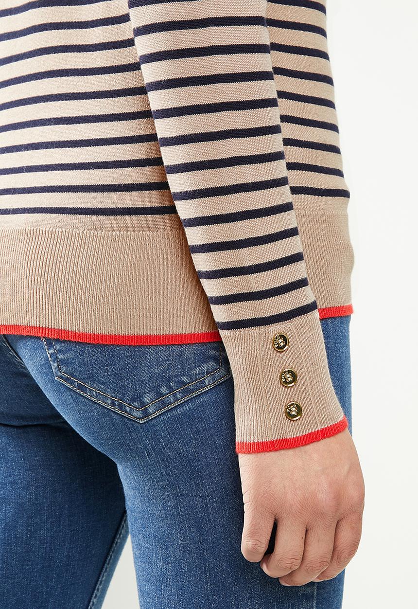 POLO - Elena breton stripe sweater - camel & orange
