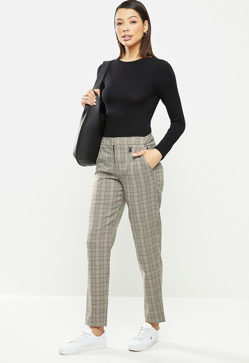 POLO - Paige check suit pant - brown