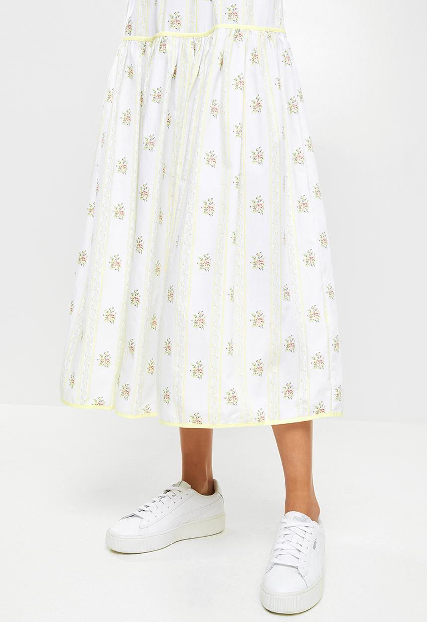 Glamorous - Puff sleeve floral dress - yellow stripe flower