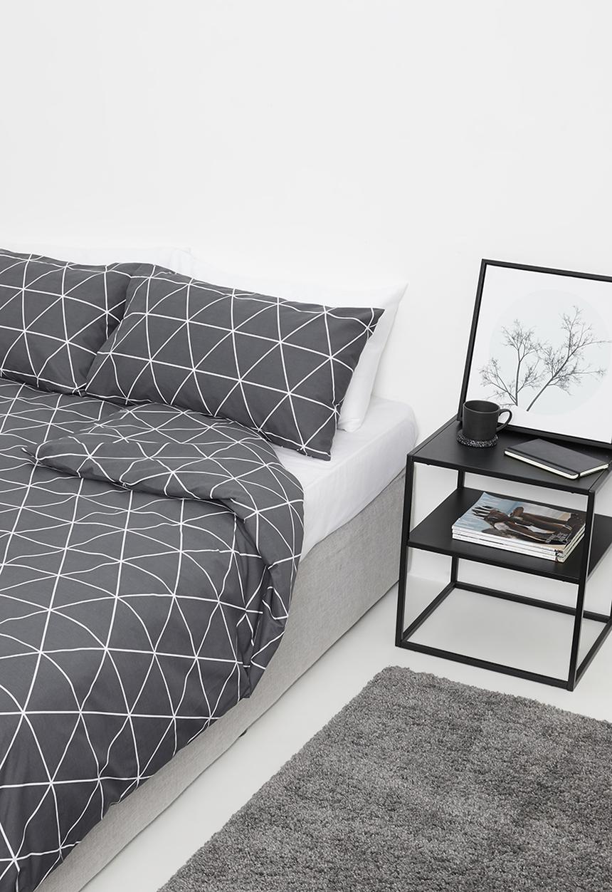 Sixth Floor - Ella printed polycotton duvet set – charcoal grey