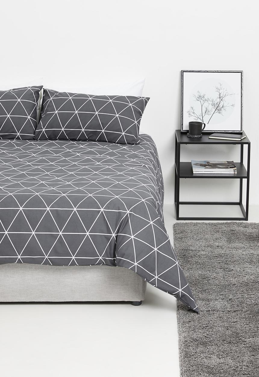 Sixth Floor - Ella printed polycotton duvet set – charcoal grey