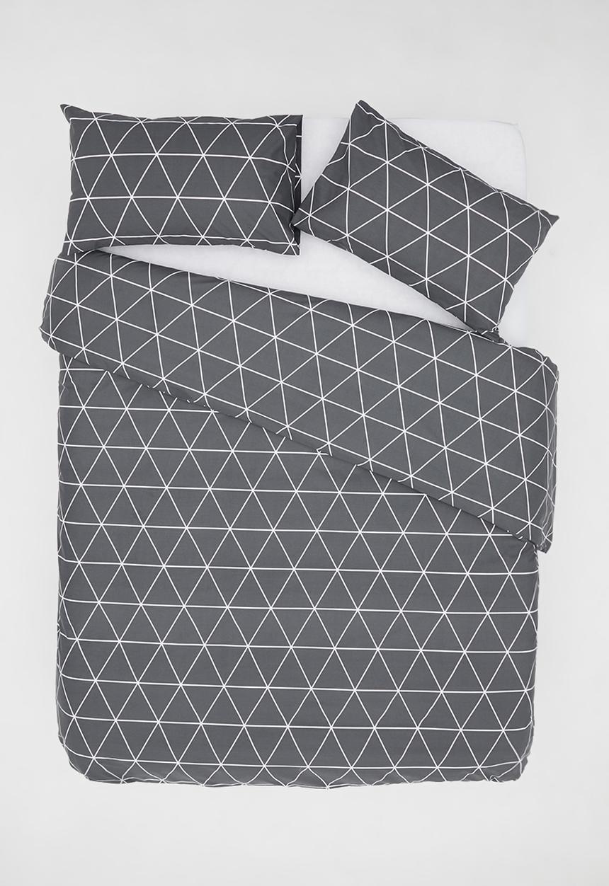 Sixth Floor - Ella printed polycotton duvet set – charcoal grey