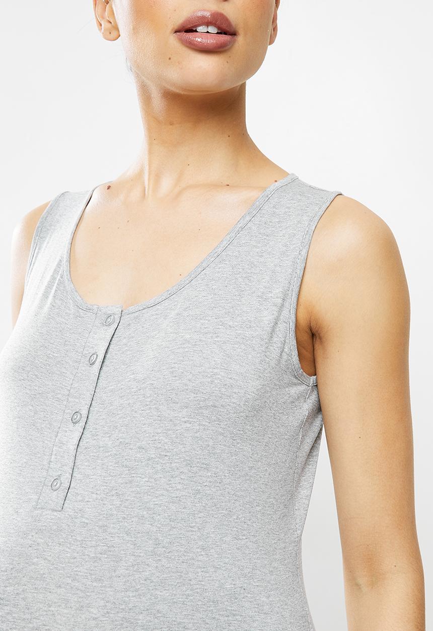 edit Maternity - Button down tank - grey