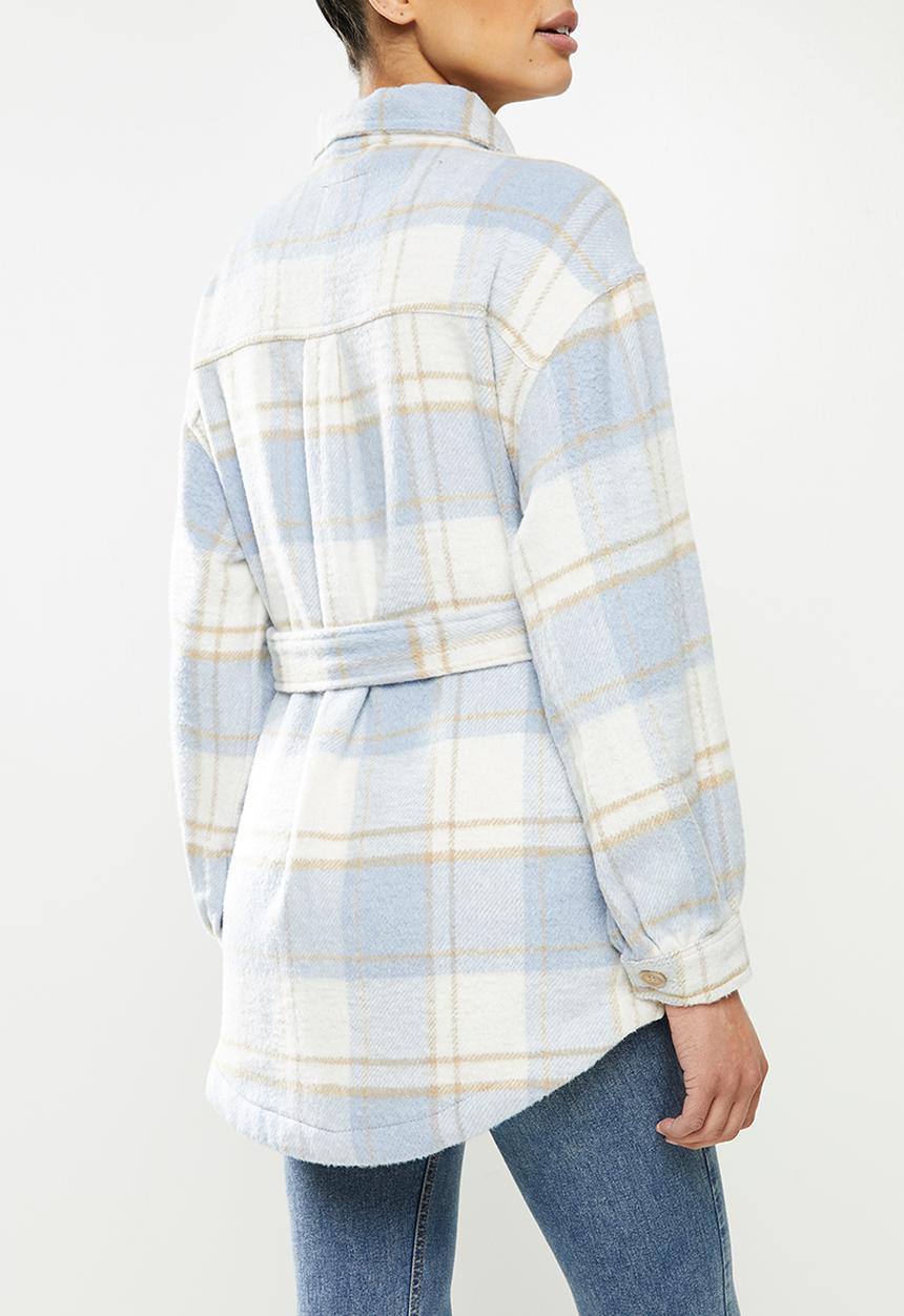 Cotton On - Maternity belted shacket - blue check