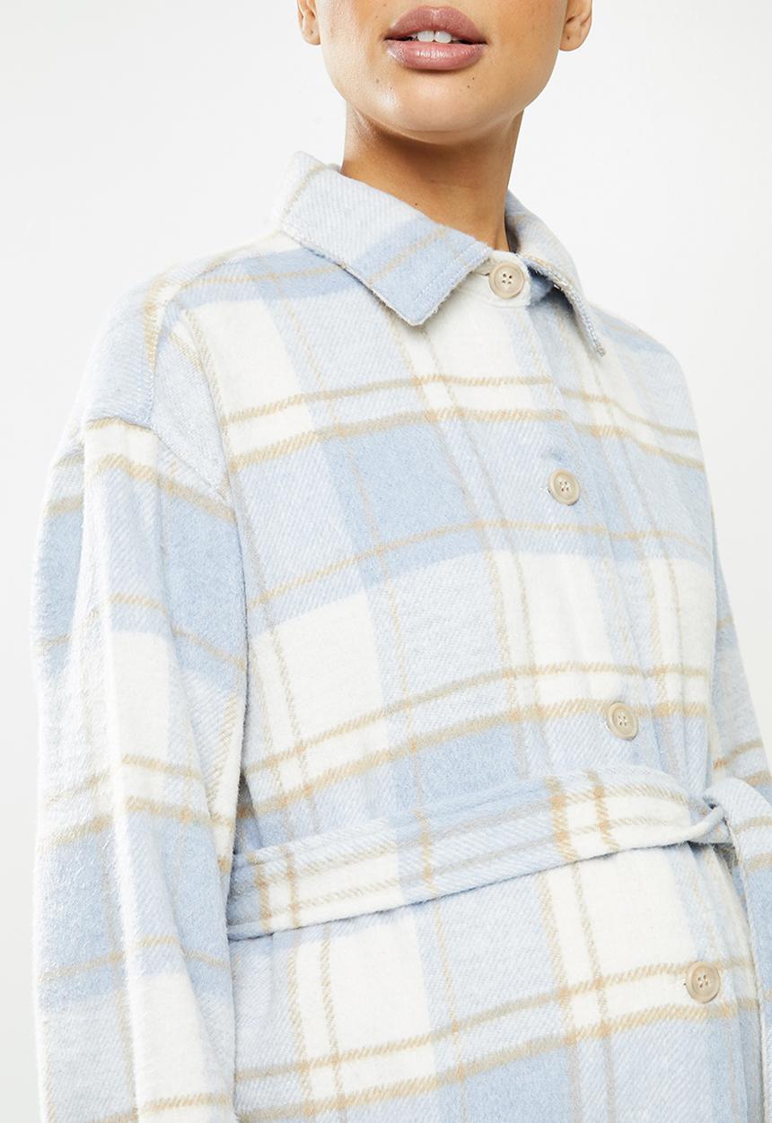 Cotton On - Maternity belted shacket - blue check