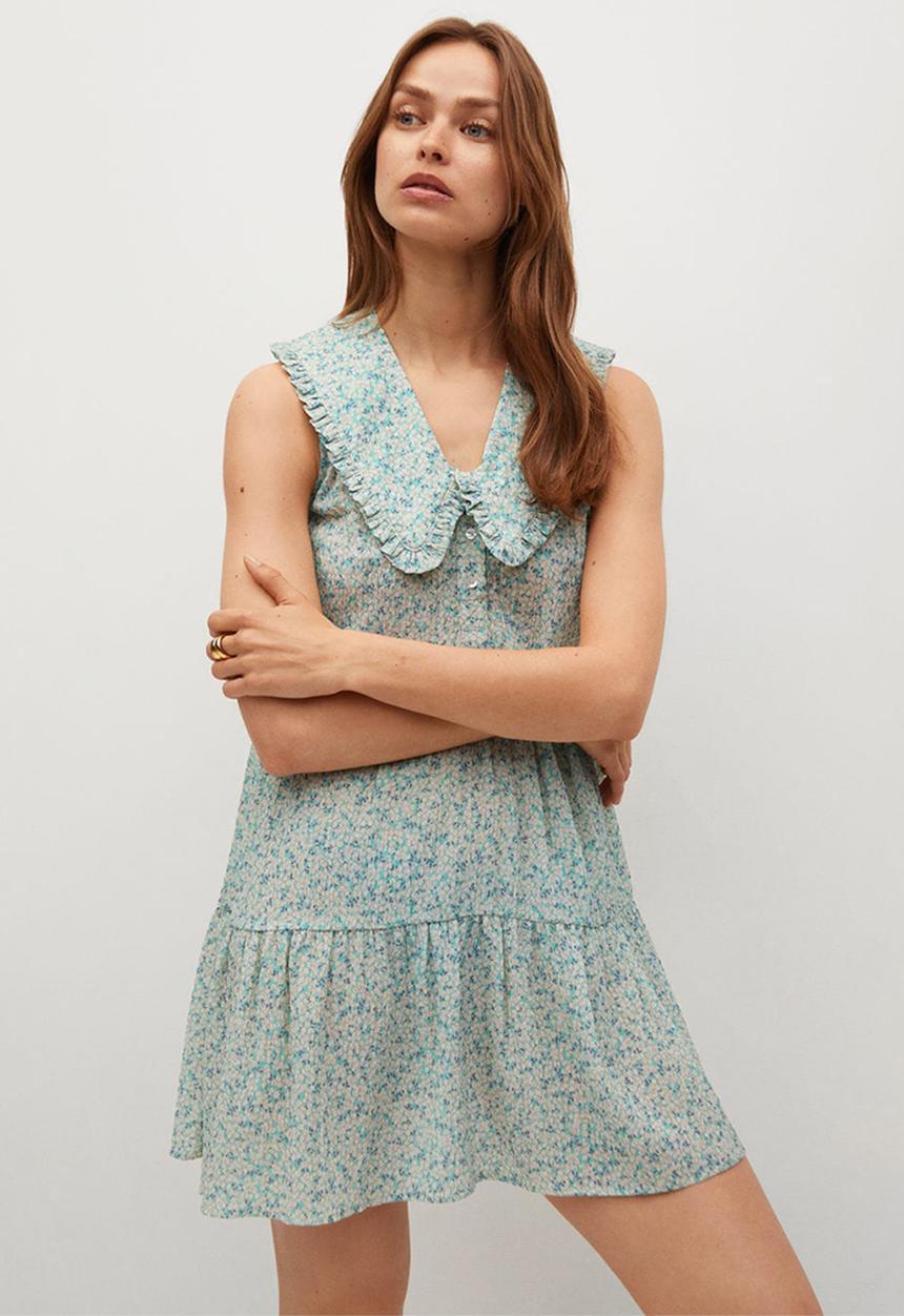 MANGO - Dress collar - green