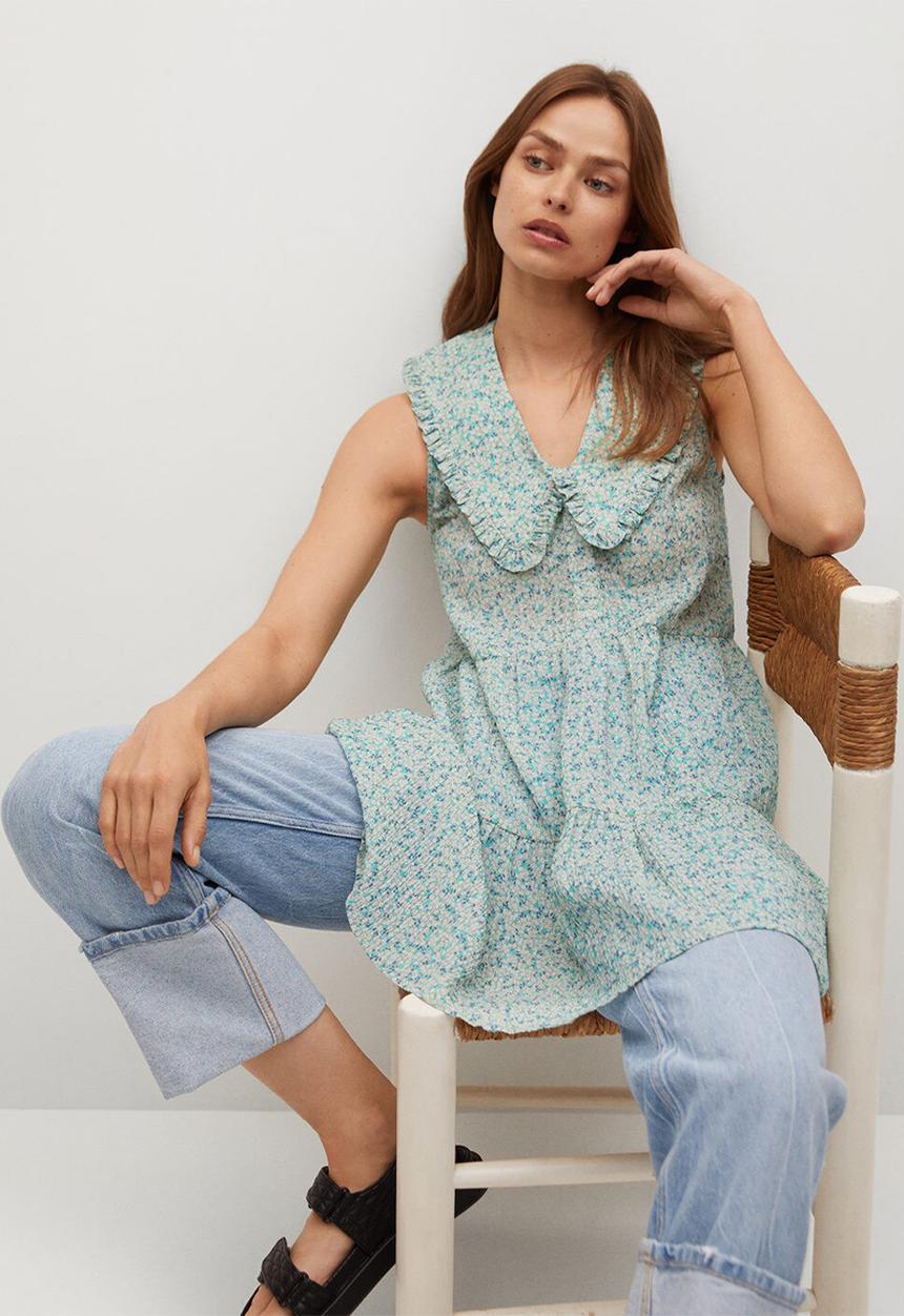 MANGO - Dress collar - green