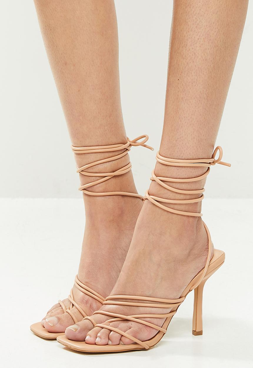 Public Desire - Haute lace up strappy heel - beige 