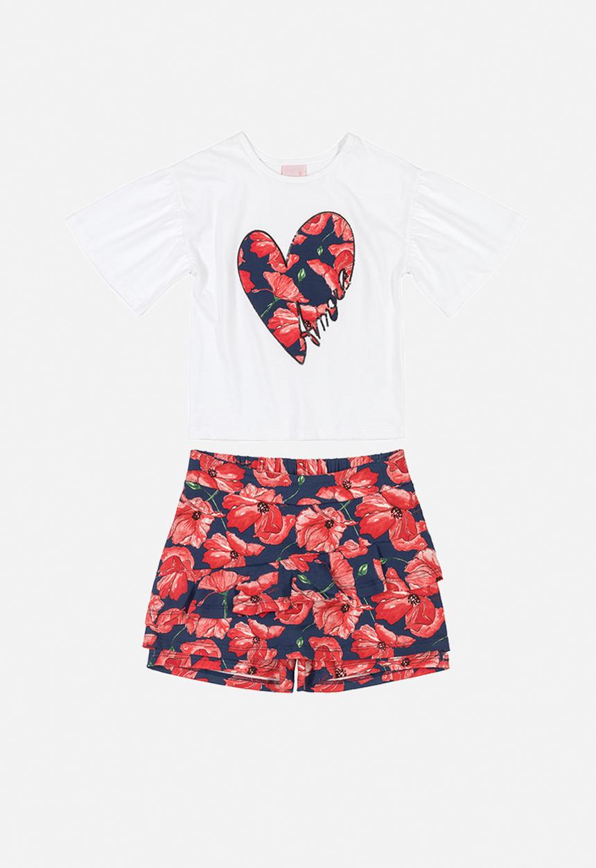 Quimby - Girls rose heart tee & shorts set - multi