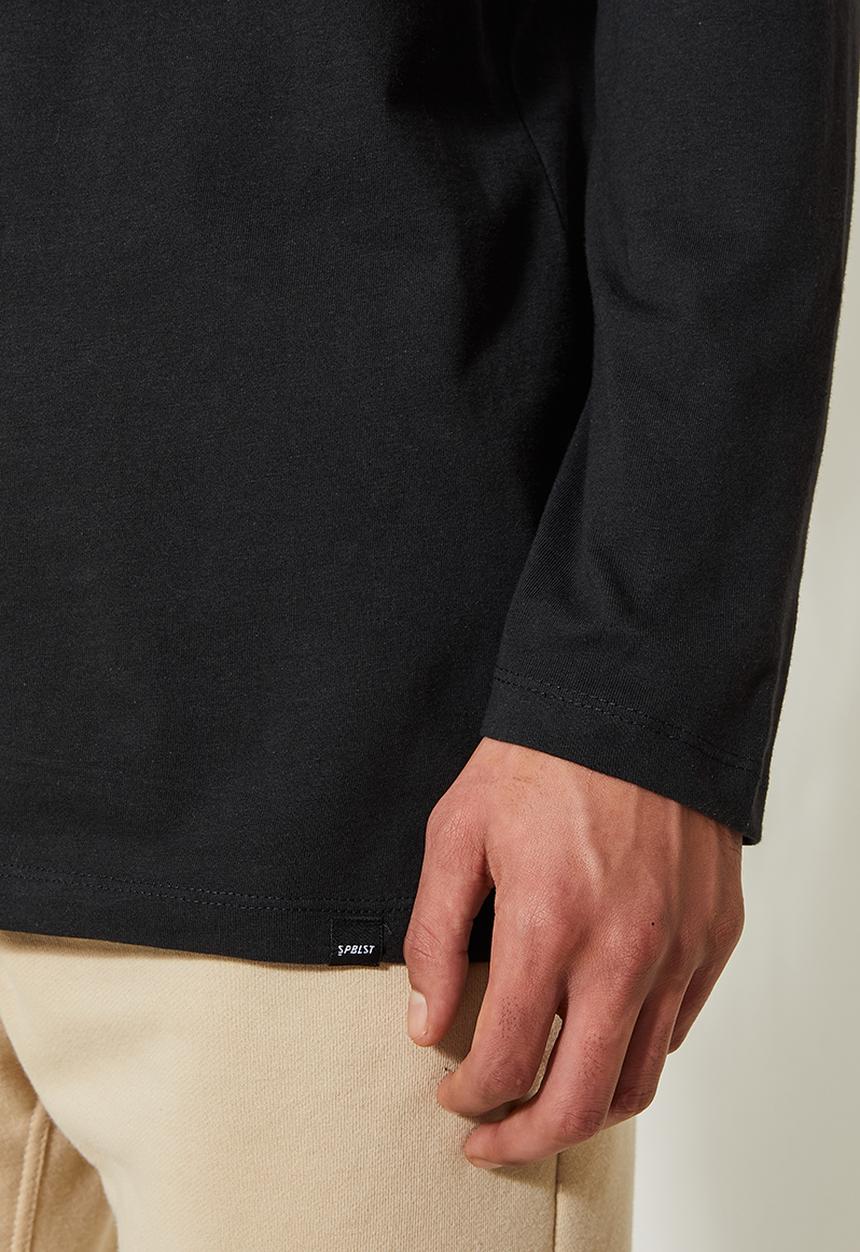Superbalist - Nate long sleeve crew neck tee - black 