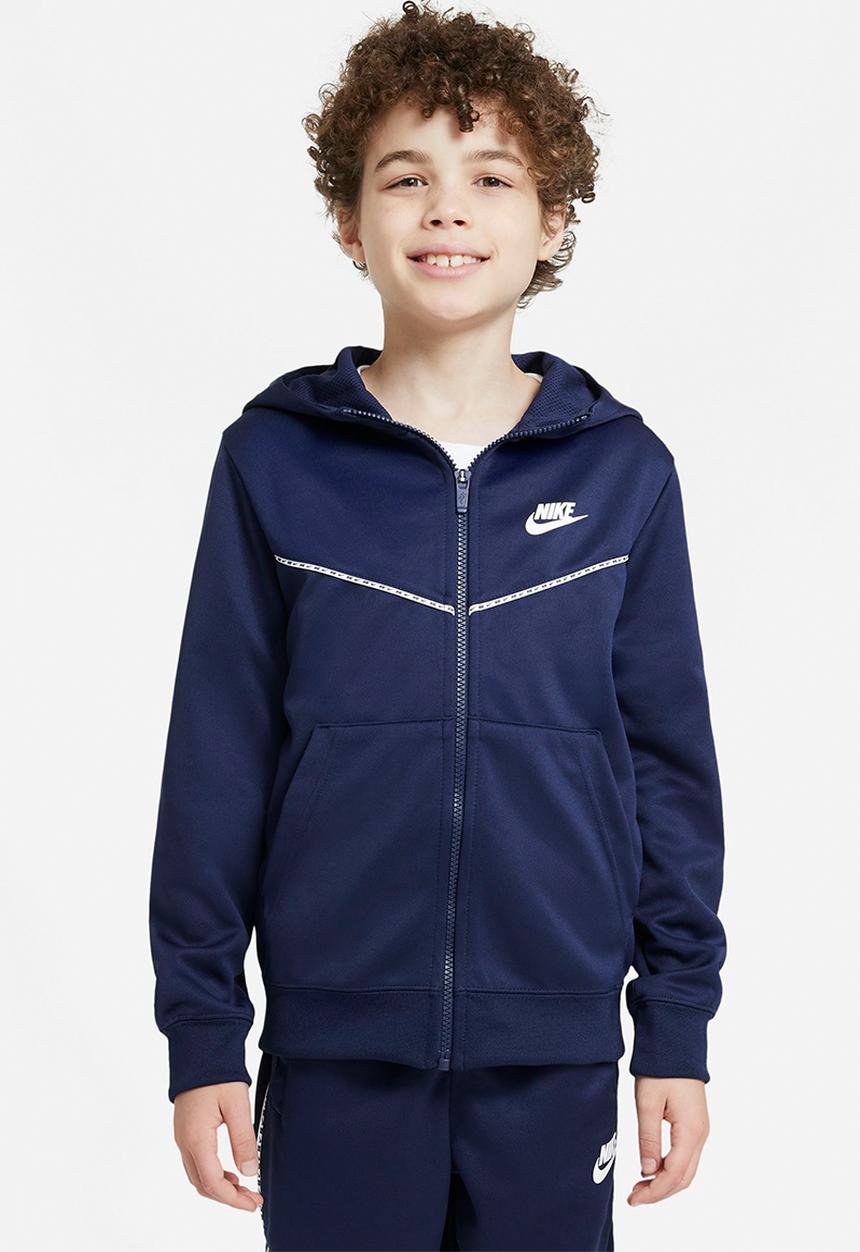 Nike - B nsw repeat pk fz hoodie - navy & white