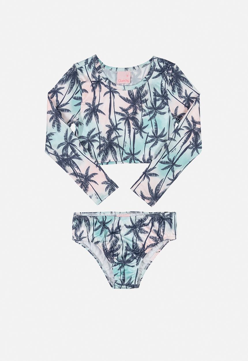 Quimby - Girls palm tree swimset - blue