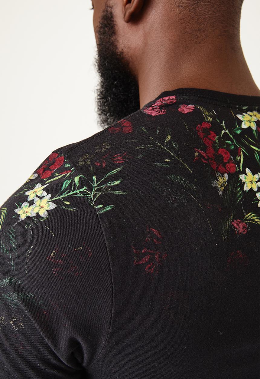 Flyersunion - Longline floral tee - black multi