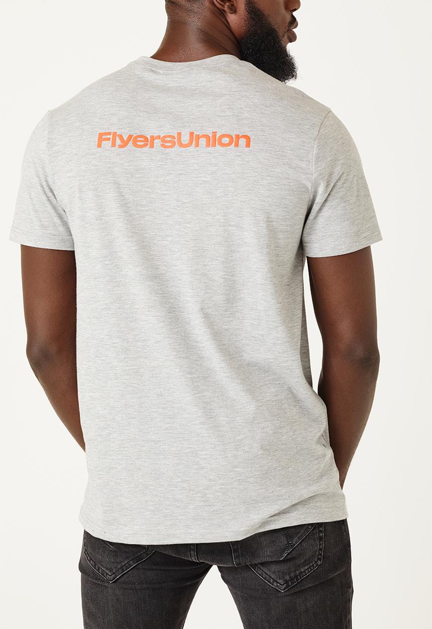 Flyersunion - Mens-regular tee with chest panel - grey melange