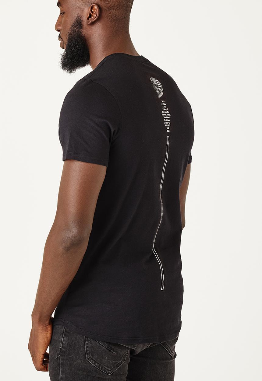 Flyersunion - Mens-longline skull tee - black