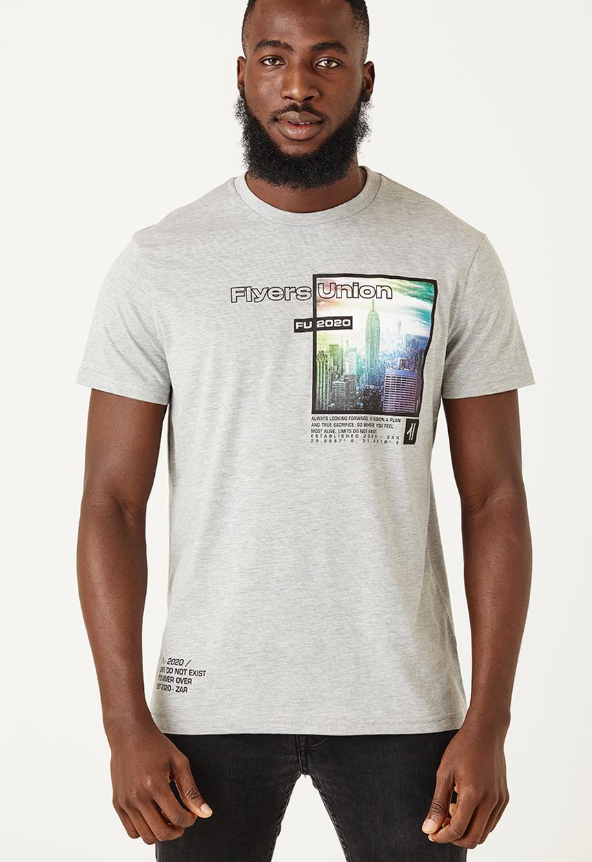 Flyersunion - Regular photographic tee - grey melange