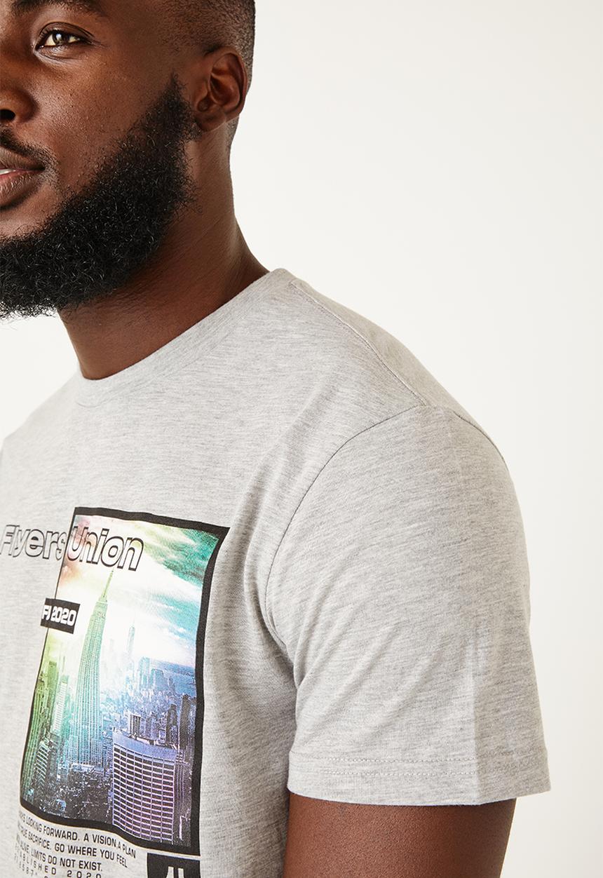 Flyersunion - Regular photographic tee - grey melange