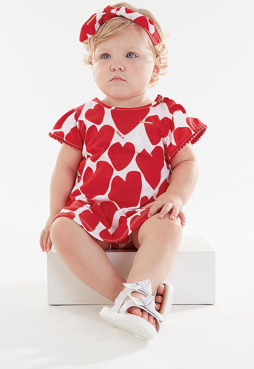 UP Baby - Heart bodysuit dress - red