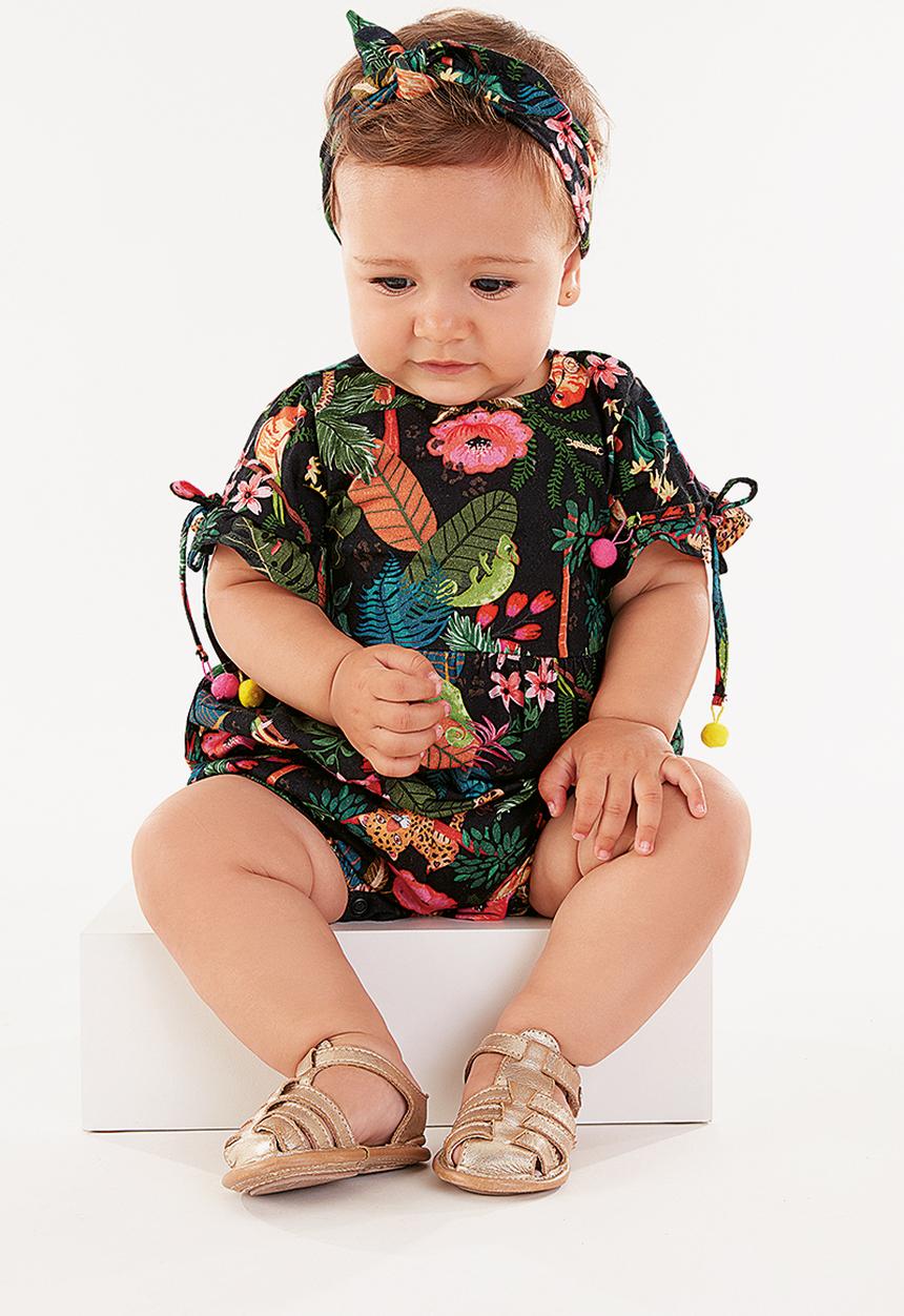 UP Baby - Floral playsuit - black