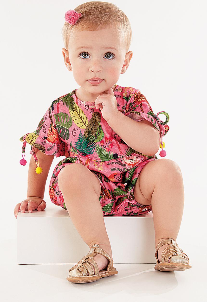 UP Baby - Floral playsuit - light red