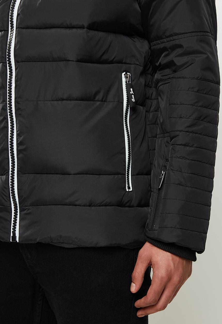 Aca joe zip thru hooded jacket - black