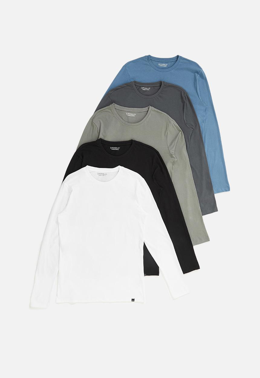 Superbalist - 5-Pack nate long sleeve crew neck tee - multi