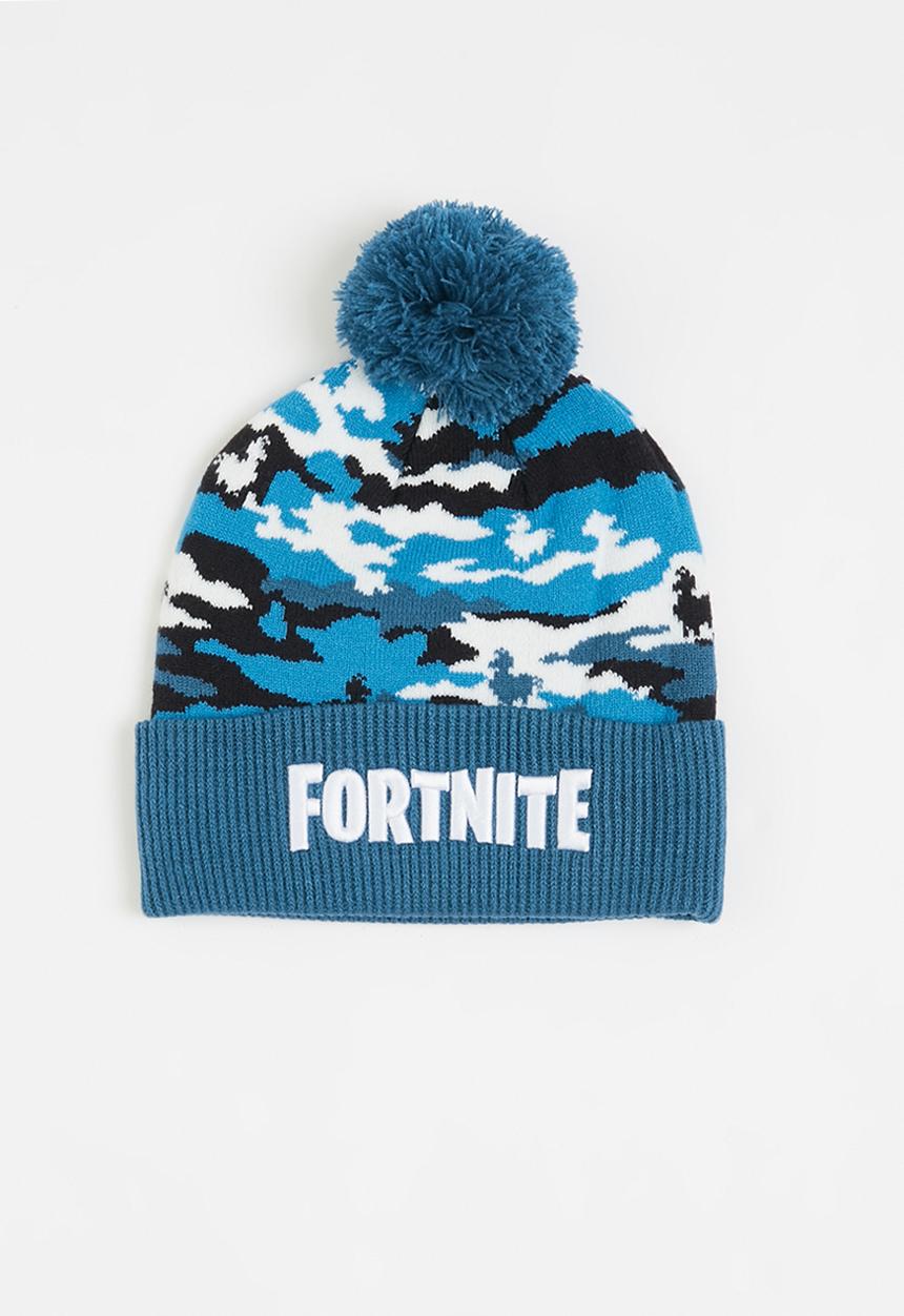 Rebel Republic - Fortnite camo beanie - blue & white 