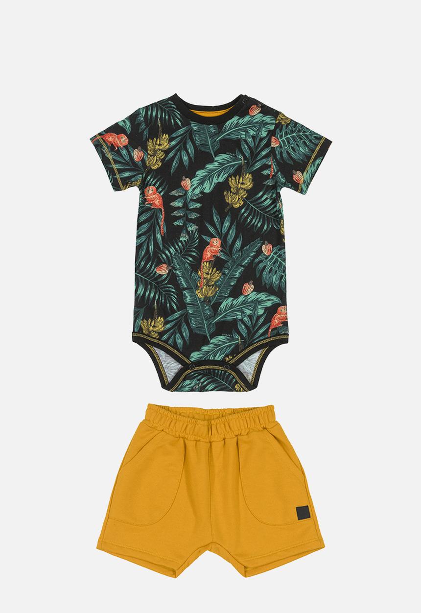 UP Baby - Babygrow with leaves & shorts set - multi