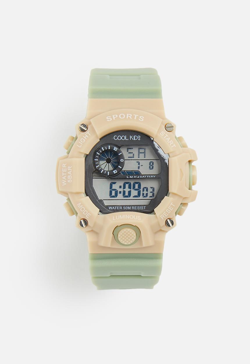 Cool Kids - Urban mid-size digital 50m wr watch - olive & sand