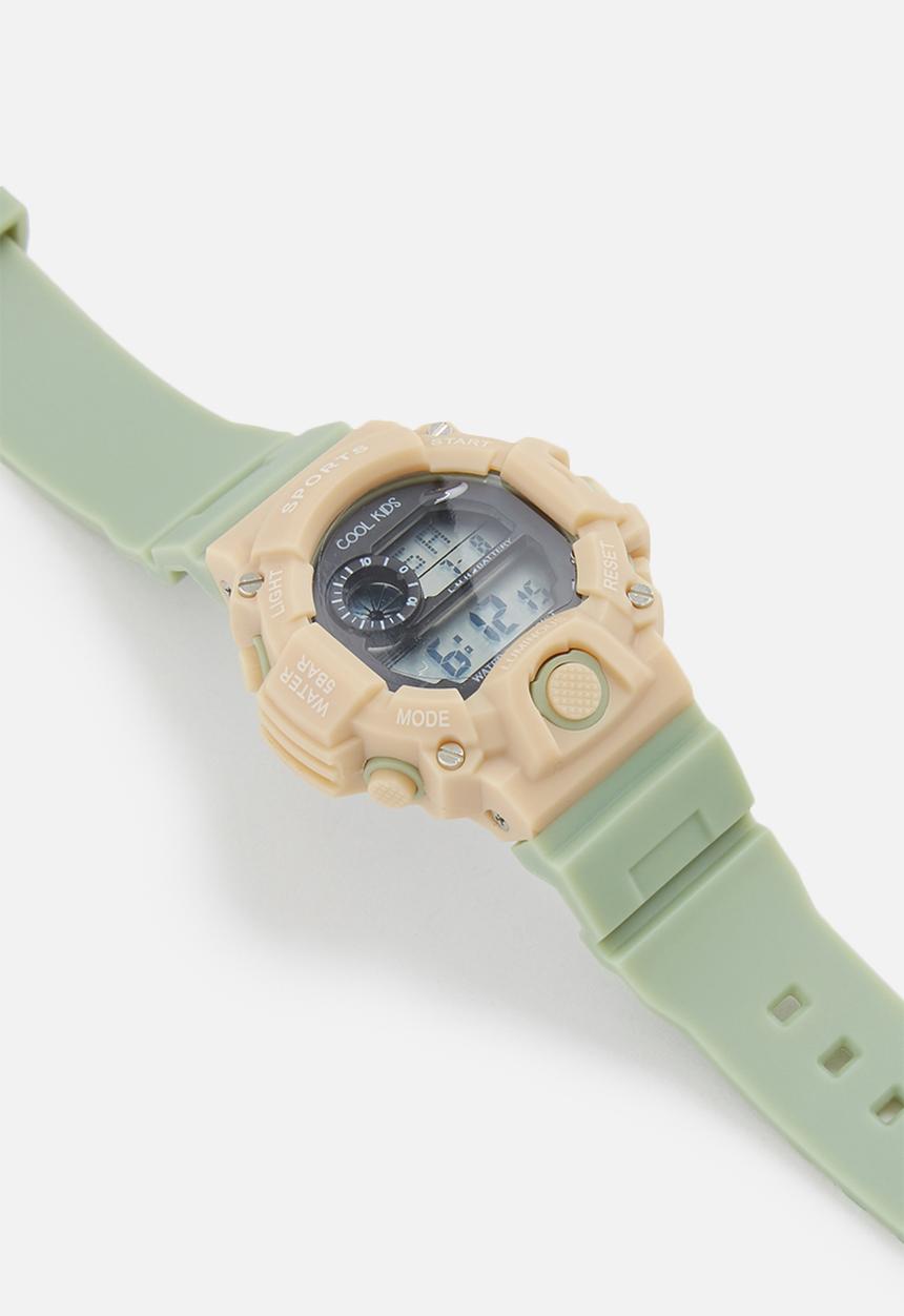 Cool Kids - Urban mid-size digital 50m wr watch - olive & sand
