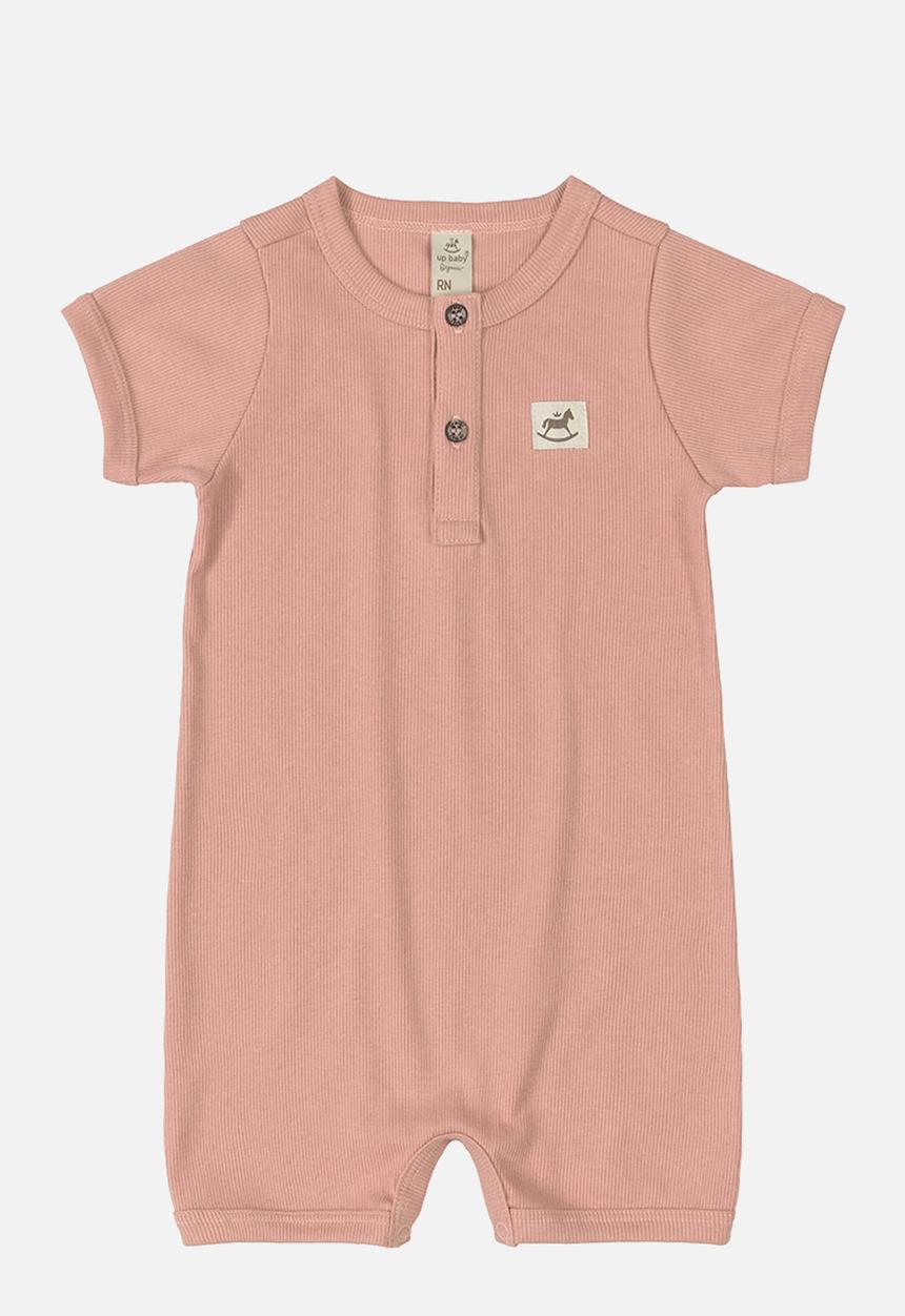 UP Baby - Ribbed short sleeve romper - light orange