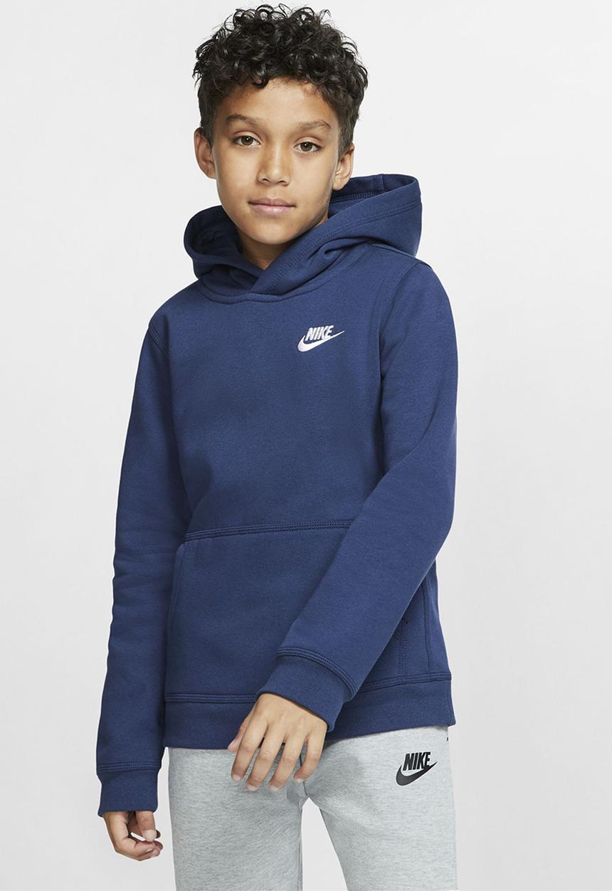 Nike - B nsw hoodie po club - mnnavy/white