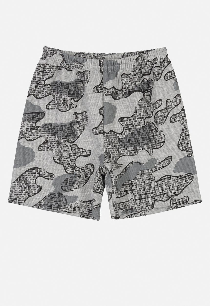 Quimby - Boys tee & camo shorts set - black & grey 