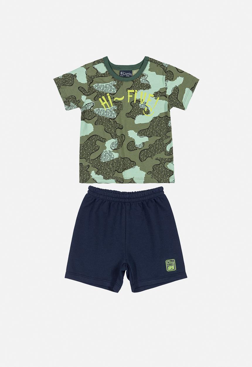 Quimby - Boys camo tee & shorts set - green & navy