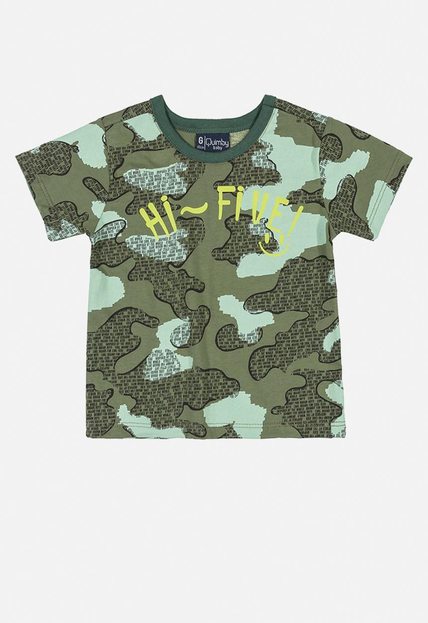 Quimby - Boys camo tee & shorts set - green & navy