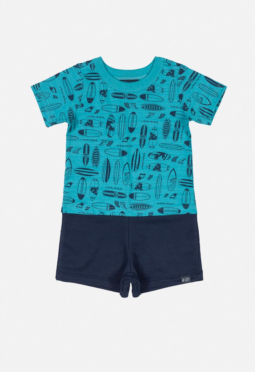 Quimby - Baby boys sweat romper - blue