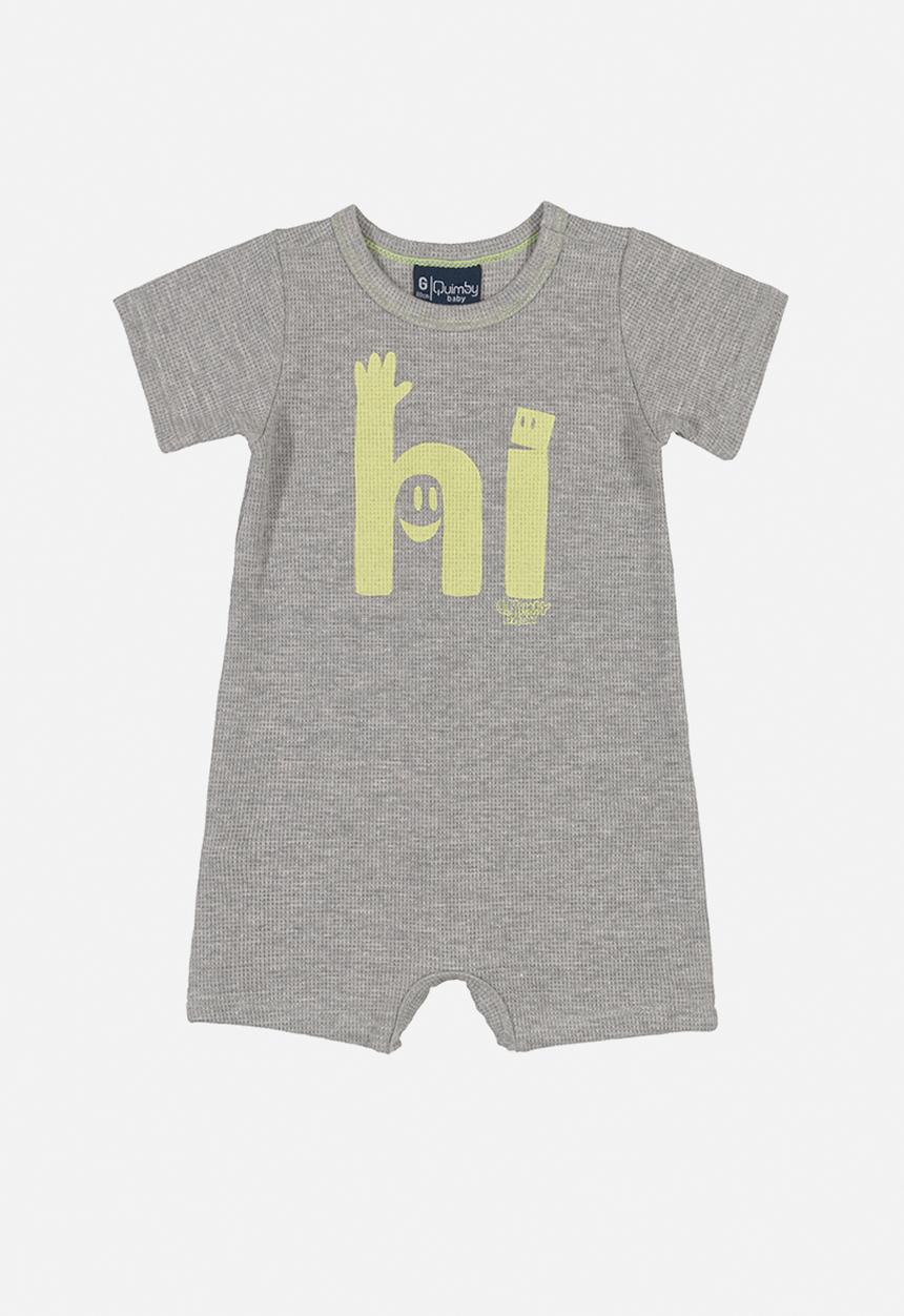 Quimby - Boys hi ribbed romper - grey