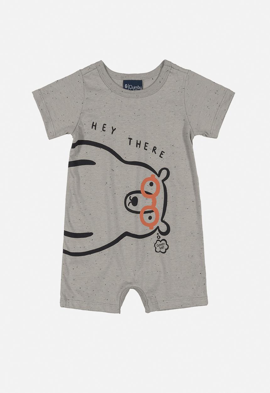 Quimby - Baby boys bear romper - grey