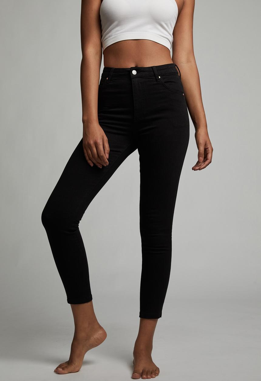 Cotton On - High rise cropped skinny jean - black