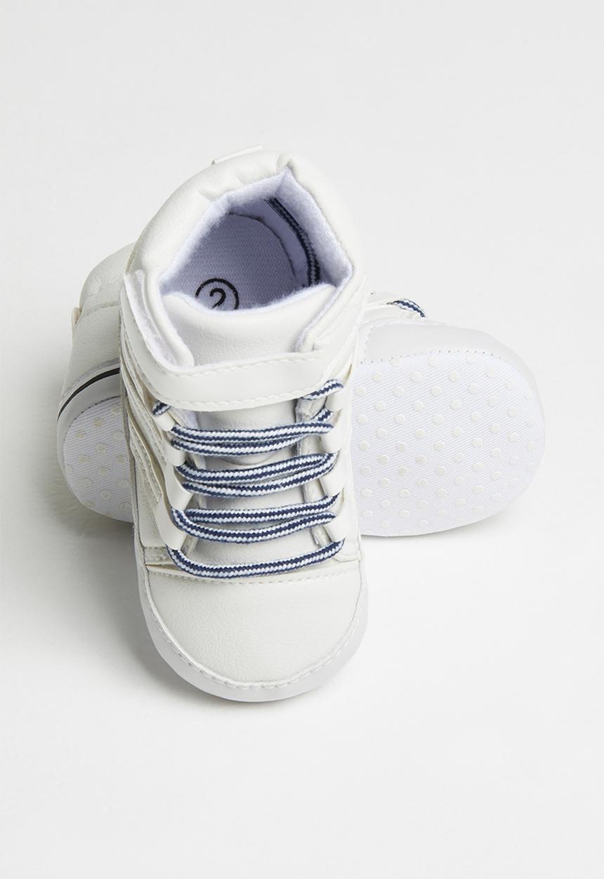 Pop Candy - Boys lace up hi-top sneaker - white
