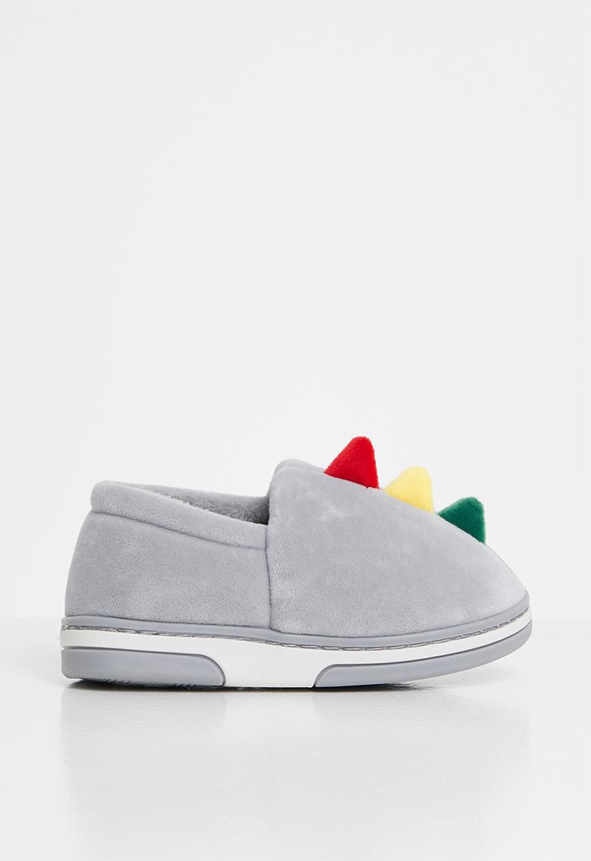 Pop Candy - Boys dino slip on slippers - grey