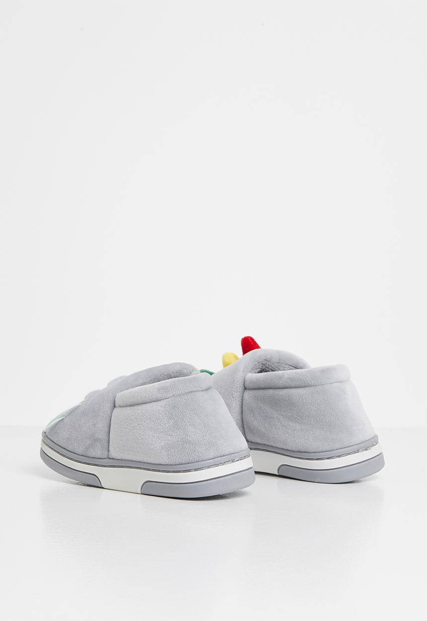 Pop Candy - Boys dino slip on slippers - grey