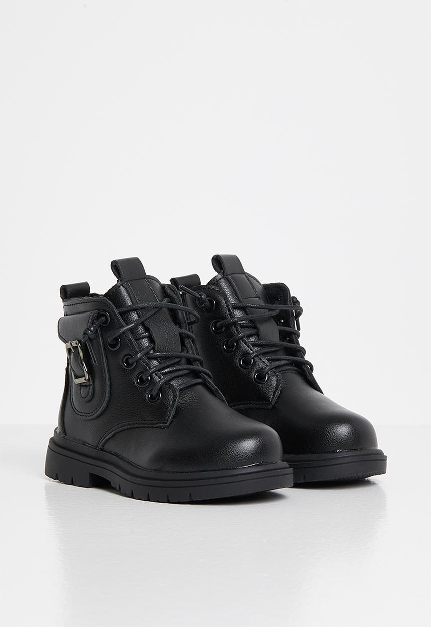 Pop Candy - Girls boots with laces - black