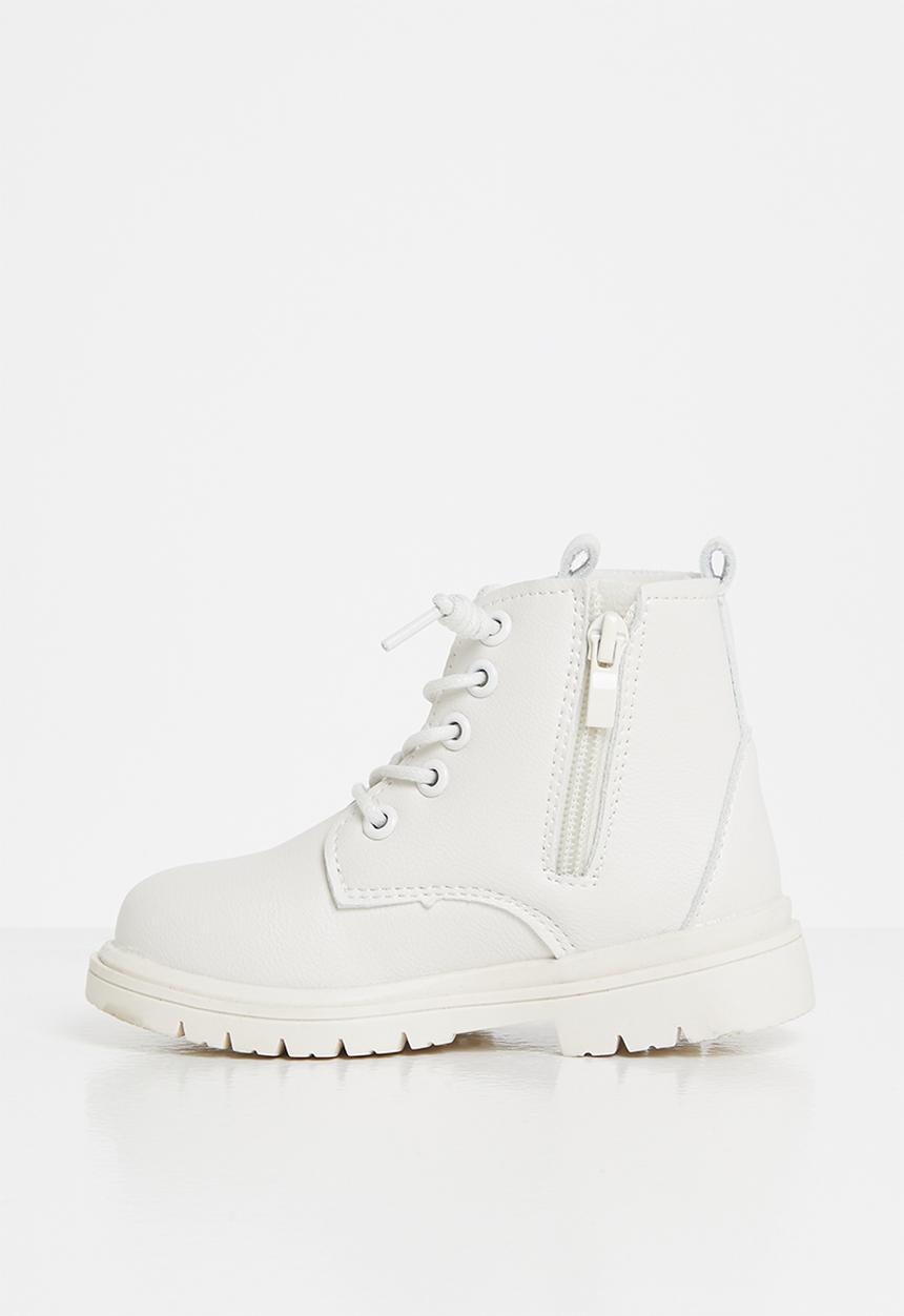Pop Candy - Girls boots with laces - white