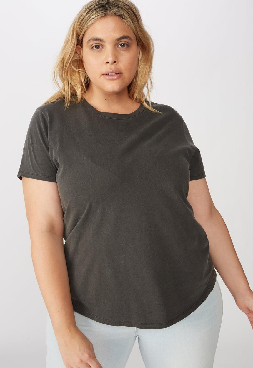Cotton On - Curve the one crew tee - washed vintage black